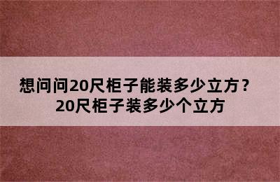 想问问20尺柜子能装多少立方？ 20尺柜子装多少个立方